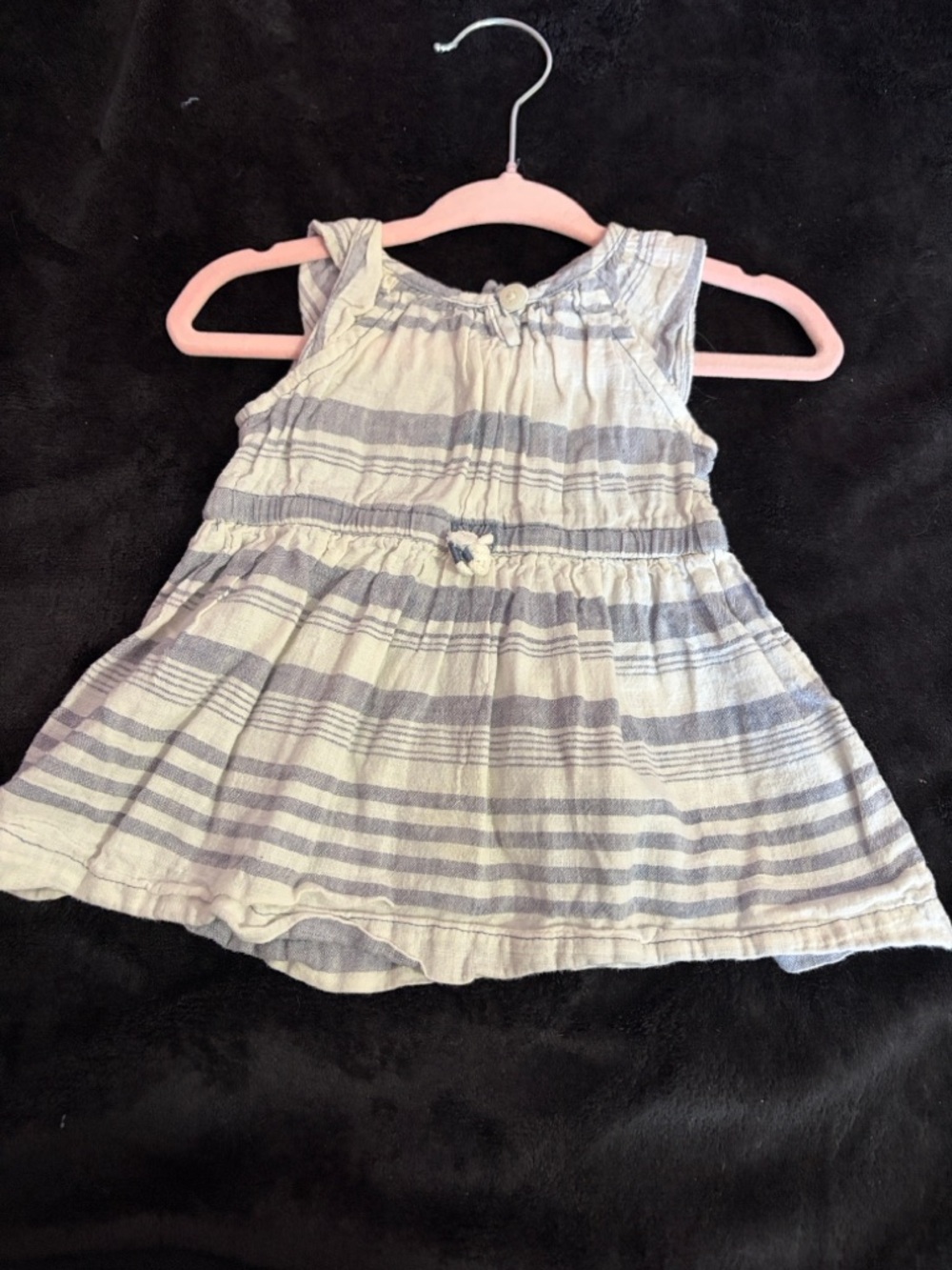 Carter's Striped Sleeveless Dress in Light Blue and Cream